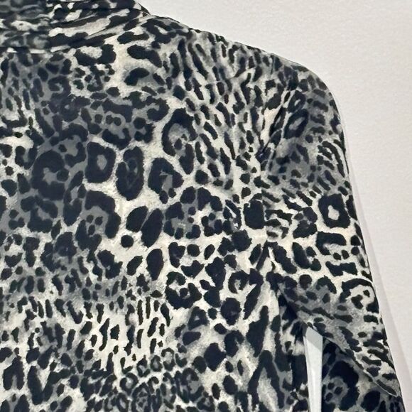 George | Women’s Animal Print 3/4 Sleeve Top Shirt Blouse Black White Size Small - Picture 9 of 16